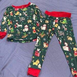 Festive Green Pajama Set with Red Trim Little Sleepies